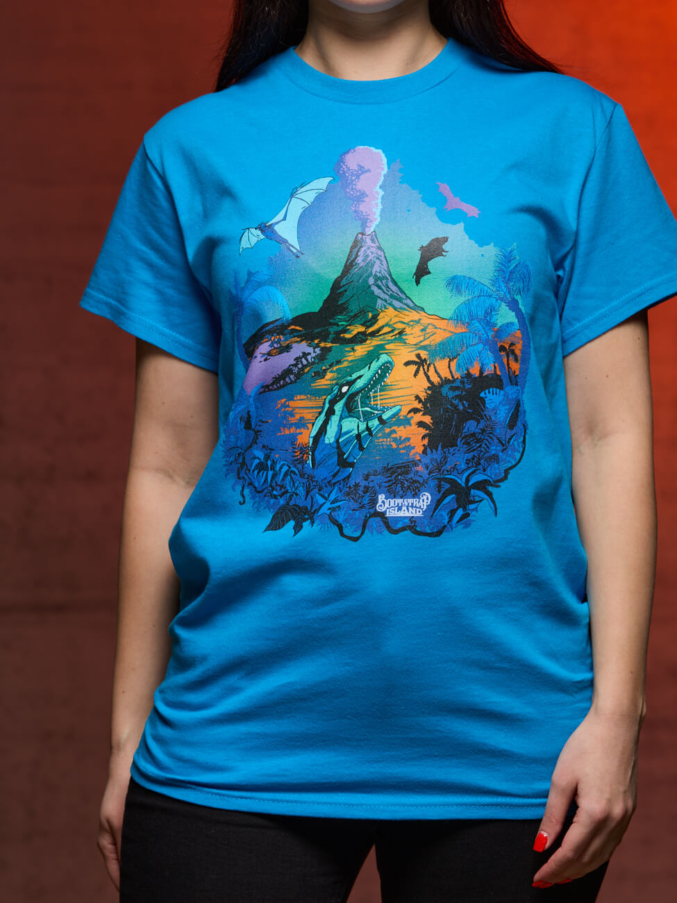 Bootstrapisland survival t-shirt Sunseeker – blue.